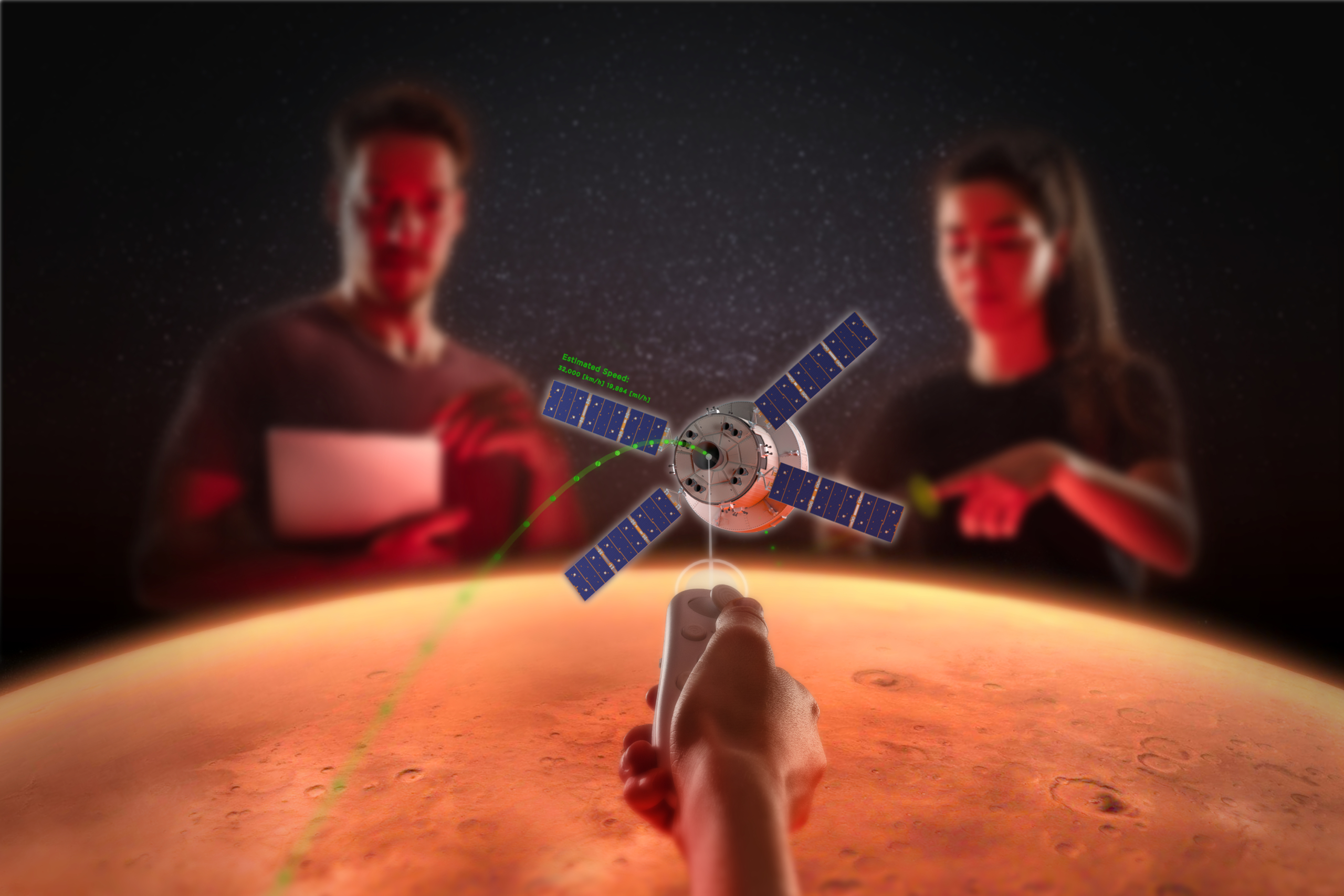 Satellite trajectory seen through AR.